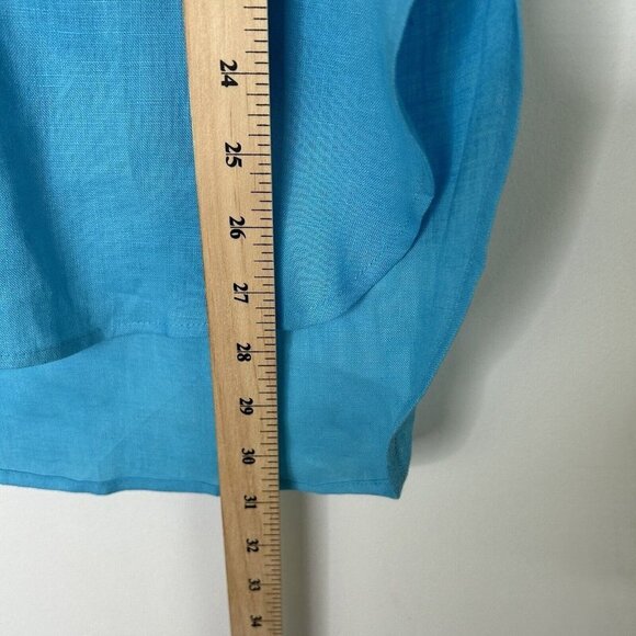 Soft Surroundings Linen Tunic Top Womens Size Small Blue Button Back - Picture 8 of 10